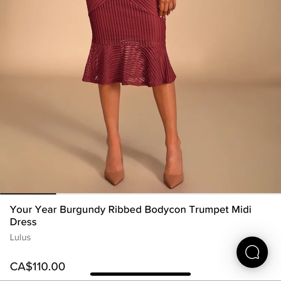 NWT xs Red Lulus trumpet midi dress w/ lace cutouts - Picture 2 of 7